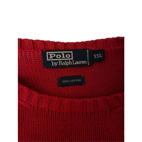 POLO RALPH LAUREN Men’s XXL 100% Cotton Heavy Knit Red Sweater - Picture 6 of 6